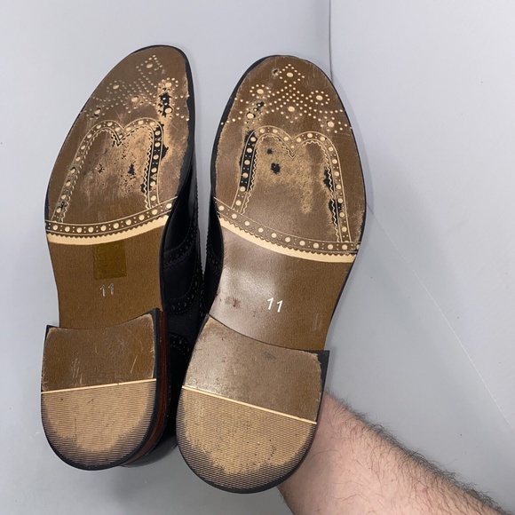 Parrazo Men's Size 11 Dress Shoes Black Wing Tip Block Hill Lace Fashion Oxford - Picture 8 of 16